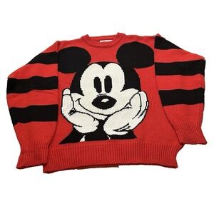 Vintage Walt Disney Mickey and Co Red Sweater‎ Knit Pullover Size M